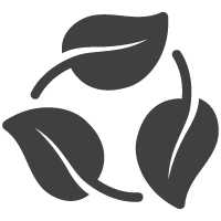 Eco-friendly icon featuring three leaves forming a recycling-style symbol.
